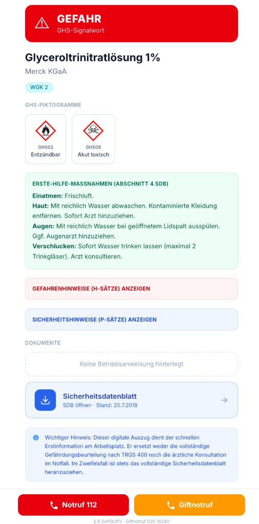 Mobile QR-Notfallansicht
